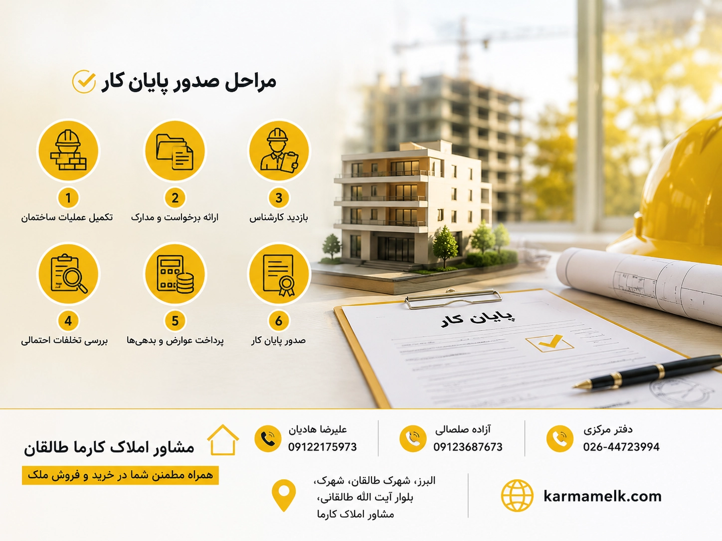 مراحل صدور پایان کار ساختمان در طالقان